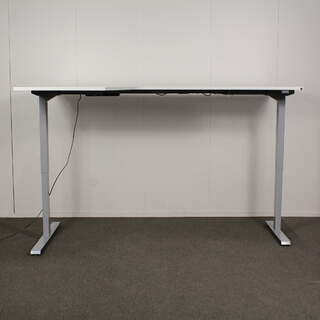 Kulmasähköpöytä 200 x 120 cm, valkoinen / harmaa