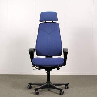 Kinnarps 6000/8000 työtuoli, sininen, niskatuki, käsinojat