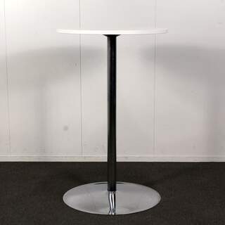 Pystypöytä, halkaisija 70 cm, valkoinen / kromi