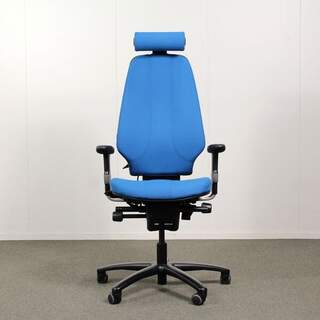 Martela Logic 400 työtuoli, sininen, käsinojat ja niskatuki