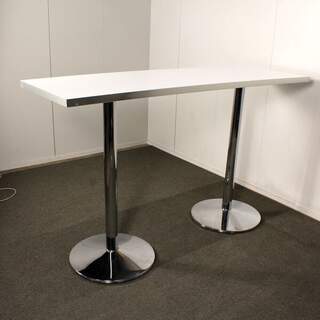 Pystypöytä, 62 x 186 cm, valkoinen / kromi, K 113,5 cm