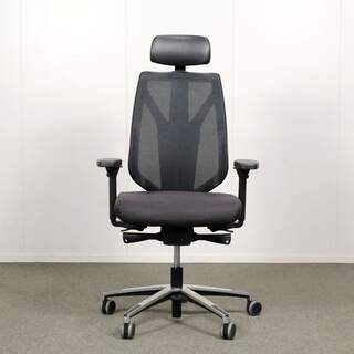 Royal työtuoli, harmaa, käsinojat, verkkoselkä, niskatuki