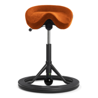 Backapp tuoli, musta jalusta, oranssi alcantara istuin