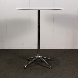 Pystypöytä, halkaisija 90 cm, valkoinen / kromi