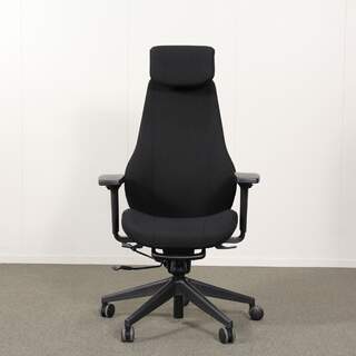 Step+ Työtuoli, musta, käsinojat, niskatuki