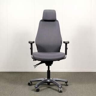 Optimum työtuoli, harmaa, käsinojat, niskatuki
