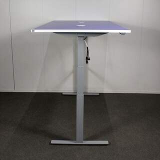 Sähkösäätöinen Isku neuvottelupöytä 100 x 206 cm, Valkoinen / Sininen / Harmaa