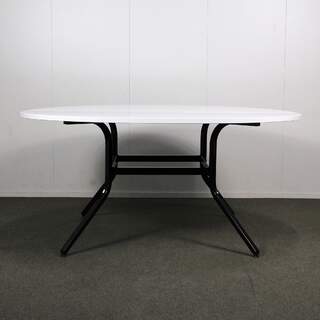 Neuvottelu/yleispöytä, halkaisija 160 cm, valkoinen / musta