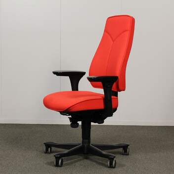 Kinnarps 6000 työtuoli, korkea selkänoja, punainen, käsinojat. D2882