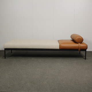 Adea Bon daybed, ruskea nahka / harmaa kangas
