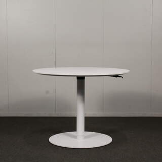 Kaasujousipöytä, halkaisija 90 cm, valkoinen