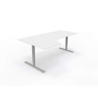 DUO Premium Kulmasähköpöytä 180 x 120 cm valkoinen / harmaa