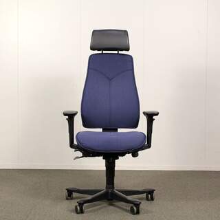 Kinnarps 6000/8000 työtuoli, Korkea selkänoja, sininen, käsinojat, niskatuki